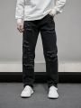 Manfinity Homme Men's Straight Jeans With Grinding And Distressed Detail