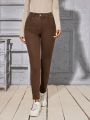 Coffee Color Skinny Elasticity Jeans