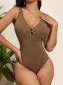 Women'S One Piece Swimsuit With Ribbed Design