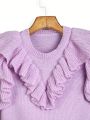 SHEIN Kids Nujoom Tween Girl Ruffle Trim Sweater