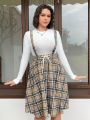 SHEIN Qutie Women'S Plus Size Plaid Design Dress With Fashion Sense