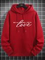 Men's Hooded Fleece Sweatshirt With Letter Print