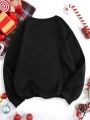 Plus Christmas Print Thermal Lined Sweatshirt