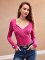 MOTF PREMIUM SWEETHEART NECK FOLD PLEATED BUST TEE