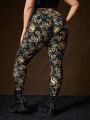 HOUSE OF THE DRAGON X SHEIN Plus Size Dragon And Letter Pattern Leggings