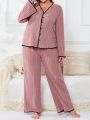 Plus Contrast Binding Button Front PJ Set