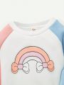 Cozy Cub Baby Girl Rainbow Print Raglan Sleeve Sweatshirt & Sweatpants