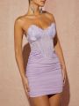 LOVING U Shell Shaped Bustier Ruched Dress