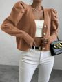 SHEIN Unity Gigot Sleeve Button Front Cardigan