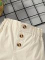 Baby Girls' Casual And Elegant Light Khaki Shorts For Spring And Summer