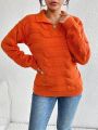 SHEIN Frenchy Texture Polo V-neck Women's Sweater