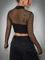 SHEIN Coolane Women's Short Cropped Fishnet T-shirt