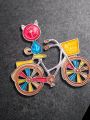 1pc Dripping Oil Cat Riding Bike Shaped Brooch, Fashionable Pin Badge For Women's Clothing, Bags