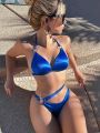 Ladies' Halter Neck With Circular Detail Bikini Swimsuit