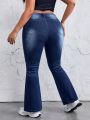 SHEIN ICON Women's Plus Size Denim Bell Bottoms