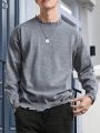 Manfinity Men'S Solid Color Distressed Trim Drop Shoulder Sweater