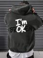 Men'S Plus Size Hoodie Sweatshirt With Letter Print