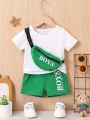 Baby Boy Solid Tee & Letter Graphic Shorts