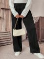 Plus Size Solid Color Elastic Waist Pants