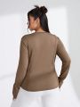 SHEIN Yoga Basic Plus Size Solid Color Sports Long Sleeve T-shirt