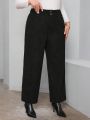 SHEIN Privé Plus Size Solid Color High Waisted Pants