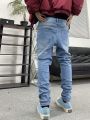 Men's Solid Color Distressed Jeans