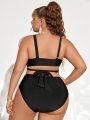 SHEIN Swim BAE Plus Size Cross Wrap Solid Color Bikini Swimwear Set