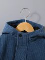 SHEIN Kids EVRYDAY Young Boy Flap Pocket Teddy Lined Hooded Corduroy Coat Without Sweater