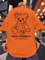 Manfinity EMRG Men's Slogan Printed Cartoon Bear Round Neck T-Shirt