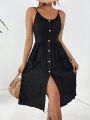 Women's Button Front Strappy Dress