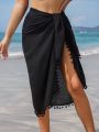 SHEIN Swim Vcay Women'S High Slit Twist Front Cover Up Skirt