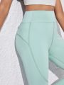 Big Girls' See-through Fabric High-rise Stretch Leggings Sports Wear