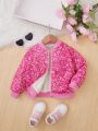 SHEIN Young Girl Unicorn Print Bomber Jacket