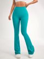 SHEIN Daily&Casual Ladies' Solid Color High Waisted Flared Sports Pants