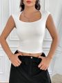 SHEIN Qutie Solid Color Cropped Tank Top