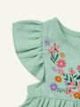 Cozy Cub Baby Girl Floral Print Round Neck Flying Sleeve Dress
