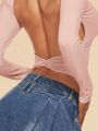 SHEIN BAE Women's Twist Back Sleeveless Slim Fit T-shirt