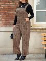 Plus Size Women's Full Printed Geometric Pattern Overall Jumpsuit