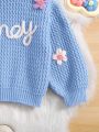 SHEIN Kids CHARMNG Little Girls' Romantic And Lovely Embroidered Sweater