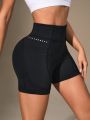 Wide Waistband Phone Pocket Side Biker Shorts