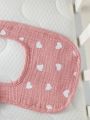 Newborn Baby Girl Heart Print Romper & Accessory Headband & Bib & Gloves