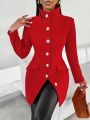 SHEIN Slayr Women'S Single Breasted Long Sleeve Woolen Coat