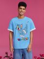 TOM & JERRY X SHEIN Men Cartoon Letter Print T-Shirt