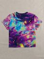 SHEIN LUNE Women's Galaxy Print Short Sleeve T-shirt