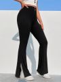 SHEIN Qutie High Waist Side Split Flared Pants