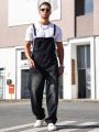 Men's Distressed Detail Denim Overalls