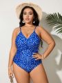 SHEIN Swim Vcay Plus Size Women'S Floral Print One-Piece Swimsuit With Spaghetti Straps