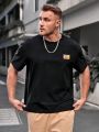 Manfinity Hypemode Men's Plus Size Slogan Printed Knitted Casual Short Sleeve T-shirt