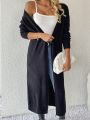SHEIN Essnce Color Block Long Open Front Cardigan