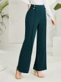 SHEIN Modely Women'S Button Decoration Bell-Bottomed Pants